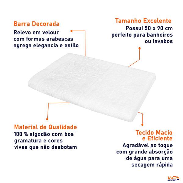 Imagem de Toalha de Rosto Felpuda Confort Jacquard Barra Velour 50x90cm