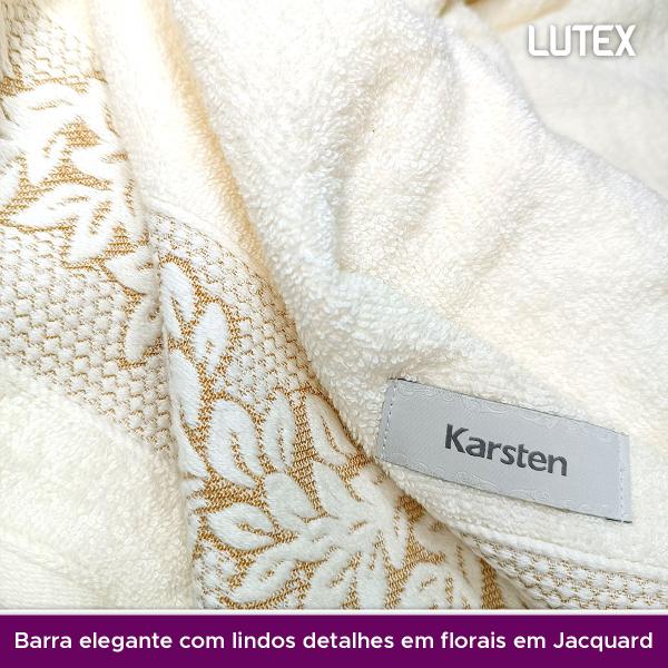 Imagem de Toalha de Rosto Karsten Provence 100% Algodão - Barra Floral Grossa Macia Antipilling - 48 x 80