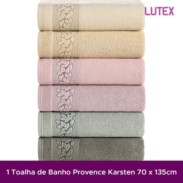 Imagem de Toalha de Rosto Karsten Provence 100% Algodão - Barra Floral Grossa Macia Antipilling - 48 x 80