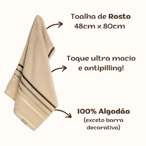 Imagem de Toalha de Rosto Lumina Unika Karsten Bege Areia 48x80 Fio Penteado com Listras