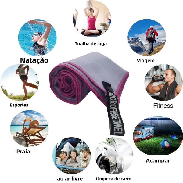 Imagem de Toalha Esportiva de Microfibra - Secagem Rápida 40x80/76x152cm - Ideal para Academia e Yoga