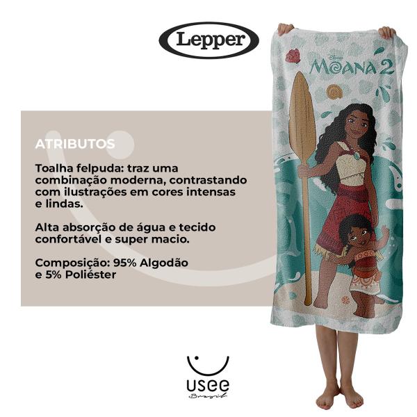 Imagem de Toalha Felpuda de Banho Estampada Lepper Personagens 70x135cm Algodão