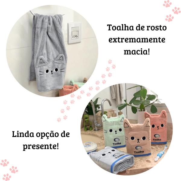 Imagem de Toalha Fofa de Rosto Gato Infantil Toalha Macia