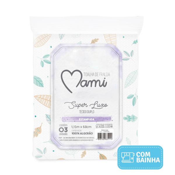 Toalha Fralda Banho do Bebê Mami Super Luxo Estampada 1,15x68cm Tecido Duplo Com 3 Unidades - Papi Textil Imagem de Toalha Fralda Banho do Bebê Mami Super Luxo Estampada 1,15x68cm Tecido Duplo Com 3 Unidades - Papi Textil