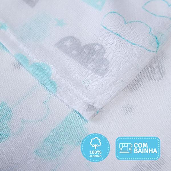 Toalha Fralda Banho do Bebê Mami Super Luxo Estampada 1,15x68cm Tecido Duplo Com 3 Unidades - Papi Textil Imagem de Toalha Fralda Banho do Bebê Mami Super Luxo Estampada 1,15x68cm Tecido Duplo Com 3 Unidades - Papi Textil