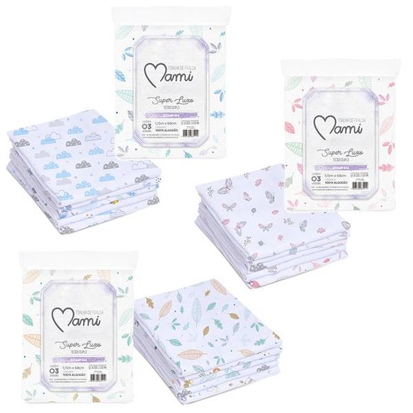 Toalha Fralda Banho do Bebê Mami Super Luxo Estampada 1,15x68cm Tecido Duplo Com 3 Unidades - Papi Textil Imagem de Toalha Fralda Banho do Bebê Mami Super Luxo Estampada 1,15x68cm Tecido Duplo Com 3 Unidades - Papi Textil