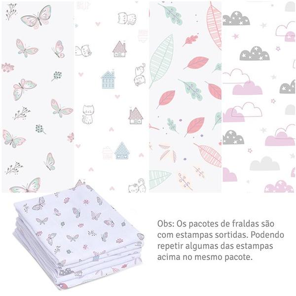 Imagem de Toalha Fralda Banho do Bebê Mami Super Luxo Estampada 1,15x68cm Tecido Duplo Com 3 Unidades Papi Textil