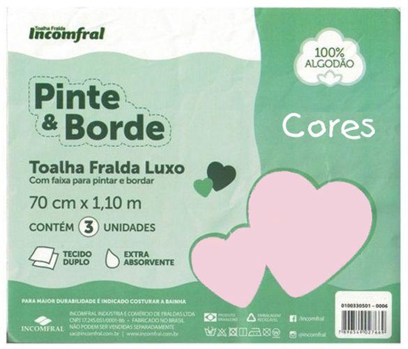 Imagem de Toalha Fralda Luxo Com 03 Unidades Pinte E Borde - Incomfral