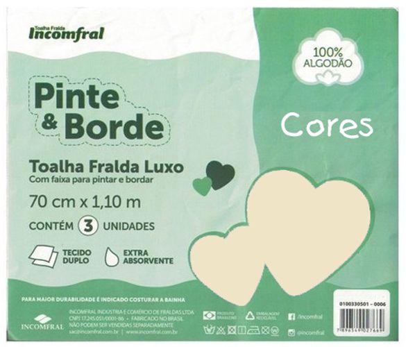 Toalha Fralda Luxo Com 03 Unidades Pinte E Borde - Incomfral Imagem de Toalha Fralda Luxo Com 03 Unidades Pinte E Borde - Incomfral