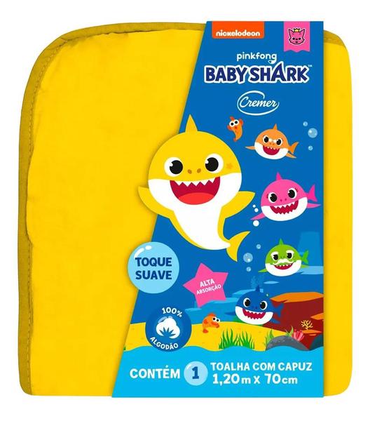 Imagem de Toalha Infantil Banho Com Capuz Baby Shark Cremer KIT C/2 UN