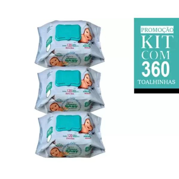 Imagem de Toalha / Lenços Umedecidos Kit Com 3 de 120 Unidades - Marigold Baby