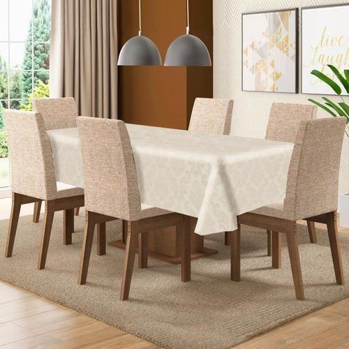 Toalha Mesa 6 Lugares Tecido Jacquard Retangular - Palha - Campari Imagem de Toalha Mesa 6 Lugares Tecido Jacquard Retangular - Palha
