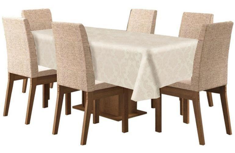 Toalha Mesa 6 Lugares Tecido Jacquard Retangular - Palha - Campari Imagem de Toalha Mesa 6 Lugares Tecido Jacquard Retangular - Palha