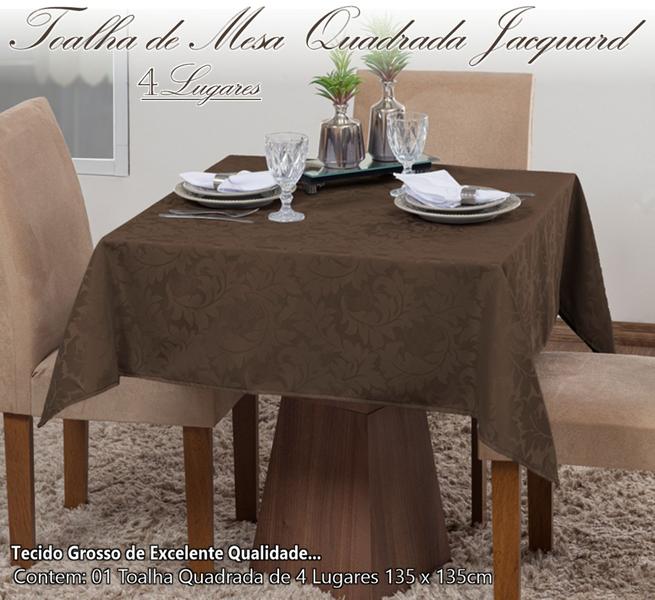 Imagem de Toalha Mesa Luxo Quadrada Jacquard Sala Jantar 4 Lugares