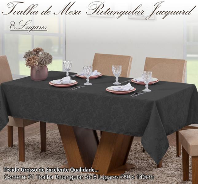 Imagem de Toalha Mesa Luxo Retangular Sala Jantar Jacquard 8 Lugares 2,50m X 1,40m