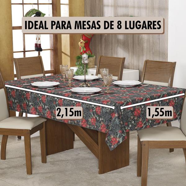 Imagem de Toalha Mesa Natal 8 Lugares 2,15x1,55 Papai Noel Natalina