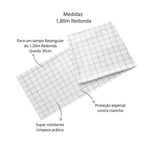 Imagem de Toalha Mesa Naturale Limpeza Prática 1,80M Redonda Grid Bege