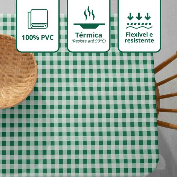 Imagem de Toalha Mesa Plástica Térmica Xadrez Verde 4 e 6 lugares 1,60