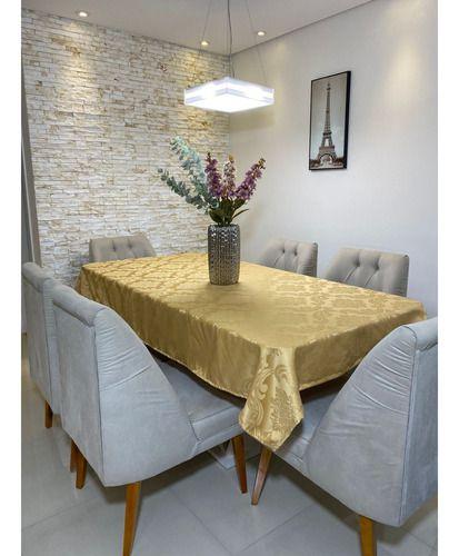 Toalha Mesa Retangular 6 Lugares Tecido Jacquard Mesa Linda - JM BIG STORE Imagem de Toalha Mesa Retangular 6 Lugares Tecido Jacquard Mesa Linda