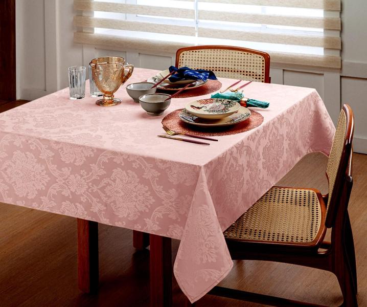 Imagem de Toalha Mesa Retangular De Jacquard 2,15M X1,40M Rose