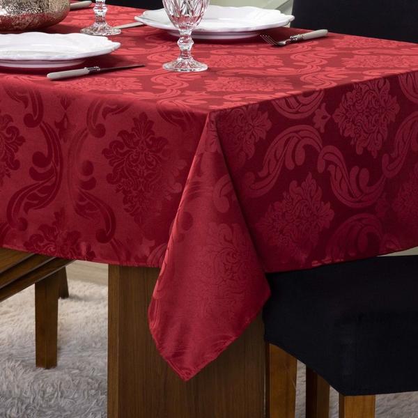 Imagem de Toalha mesa tecido jacquard 6 cadeiras luxo/festa retangular