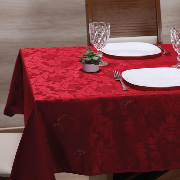 Imagem de Toalha para Mesa de 10 lugares Tecido Jacquard - Vermelho