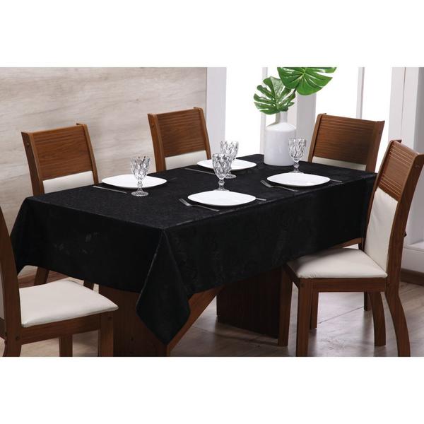 Imagem de Toalha para Mesa de 4 lugares Tecido Jacquard - Preto