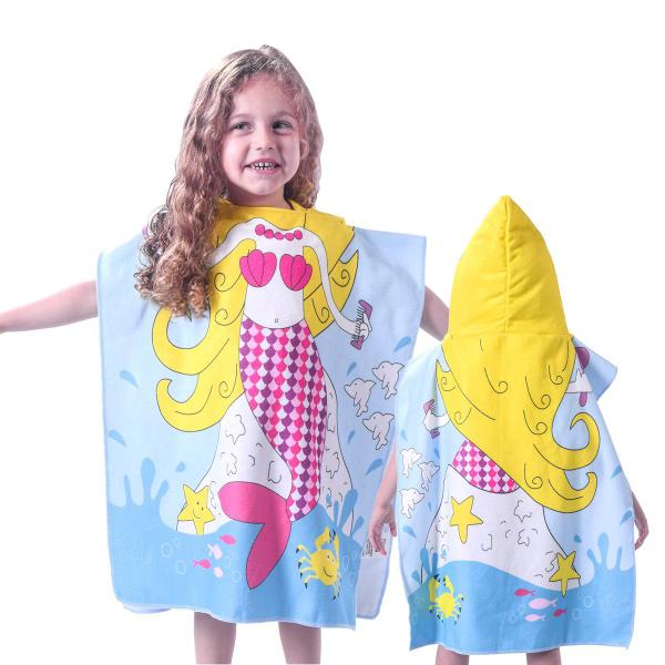 Imagem de Toalha Poncho De Praia   Com Capuz Kids Sereia - Bene Casa