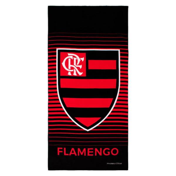 Imagem de Toalha Praia Buettner Veludo Brasão Flamengo 70cm x 140m Vermelho