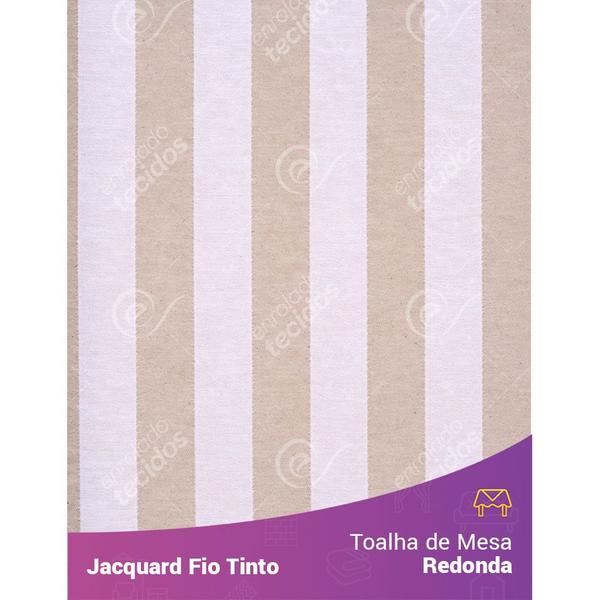 Imagem de Toalha Redonda em Tecido Jacquard Bege e Branco Listrado Fio Tinto