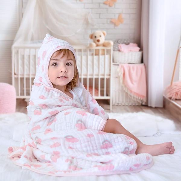 Imagem de Toalha Toalhão De Banho Bebê C/ Capuz Estampado 1,05M X 85Cm Soft Premium Papi Baby