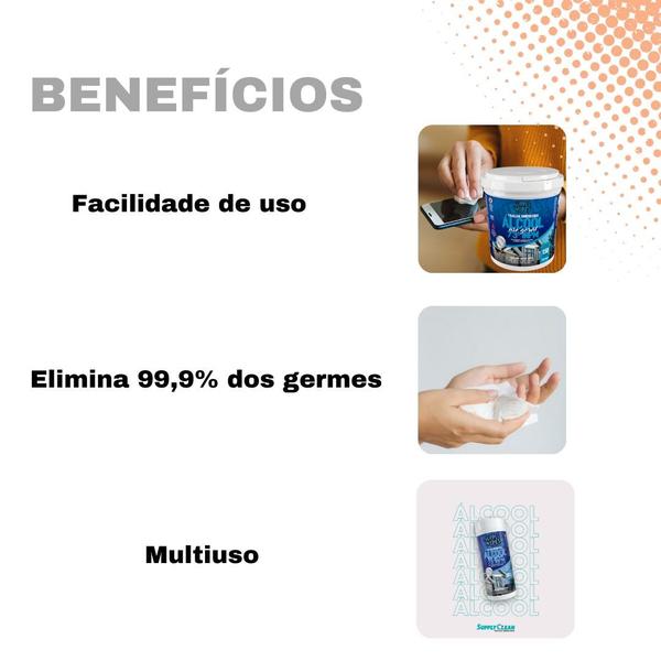 Imagem de Toalha Umedecida Supply Wipes Álcool 73 Balde com 150 Toalhas