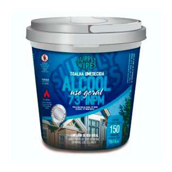 Imagem de Toalha Umedecida Supply Wipes Álcool 73 Balde com 150 Toalhas