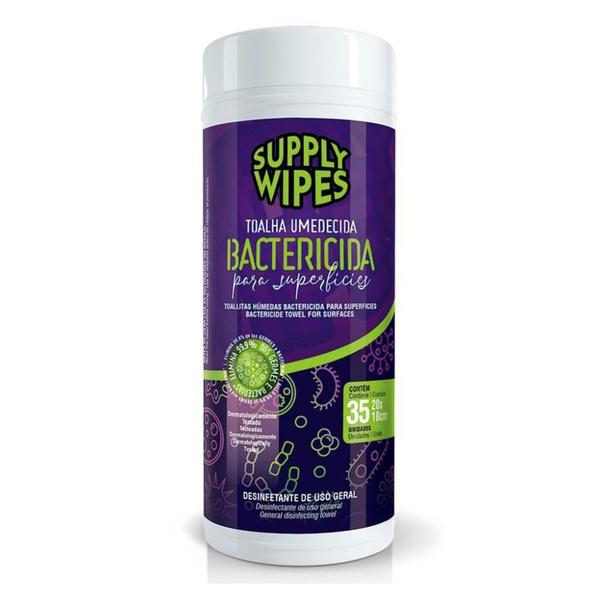 Imagem de Toalha Umedecida Supply Wipes Bactericida para Superficies Pote 35 Toalhas