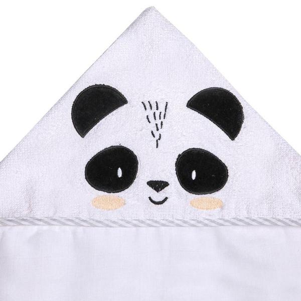 Imagem de Toalhão De Banho Branco Capuz Bordado Panda Papi