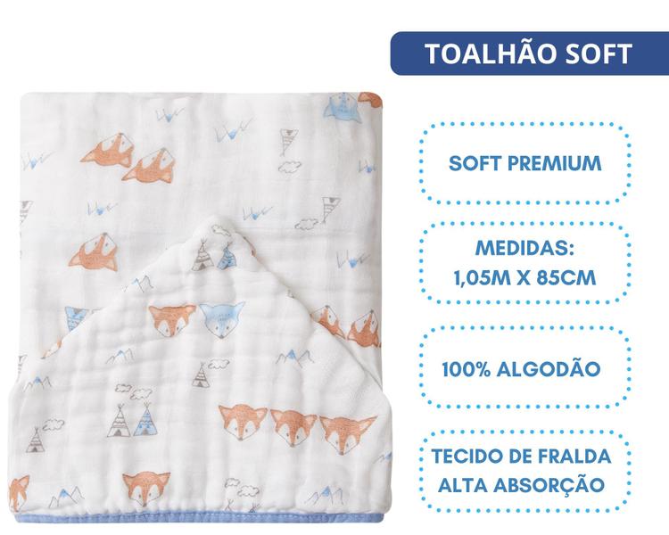 Imagem de Toalhão de banho infantil tecido de fralda soft-enxoval bebê