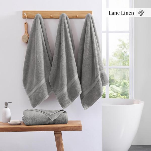 Imagem de Toalhas de banho LANE LINEN Extra Large 100% algodão, conjunto de 4, cinza