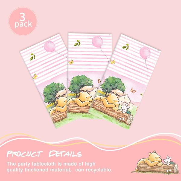 Toalhas de mesa FOLNESH Pink Classic Bear Baby Shower x3 Imagem de Toalhas de mesa FOLNESH Pink Classic Bear Baby Shower x3