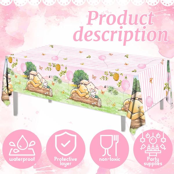 Toalhas de mesa FOLNESH Pink Classic Bear Baby Shower x3 Imagem de Toalhas de mesa FOLNESH Pink Classic Bear Baby Shower x3