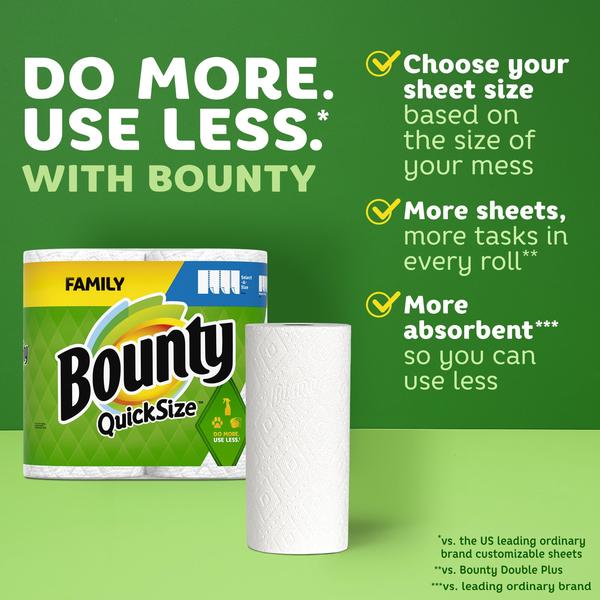 Imagem de Toalhas de papel Bounty Quick Size 8 rolos familiares = 20 rolos regulares