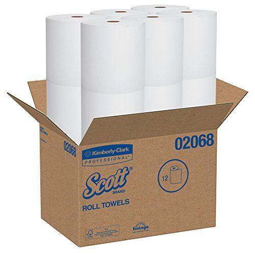 Imagem de Toalhas de papel em rolo rígido Scott Essential (02068), branco, 400 '/rolo, 12 rolos/estojo, 4.800 '/estojo