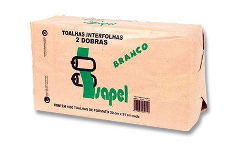 Imagem de Toalhas interfolhas 2D Branco 20x21cm 1000un Isapel