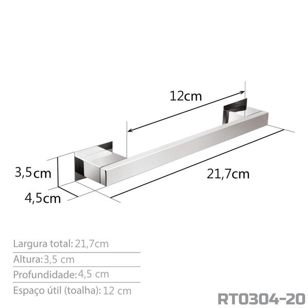 Imagem de Toalheiro 20 cm Inox Grafite - Kromus RT0304-20G