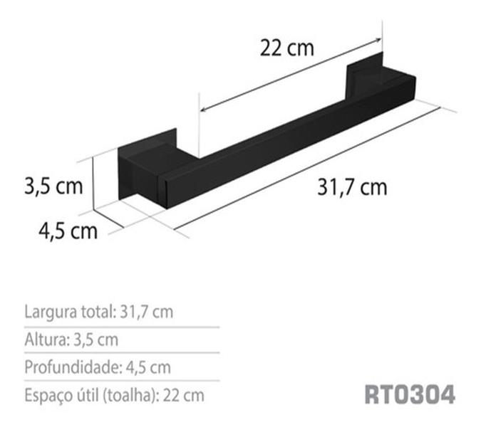 Imagem de Toalheiro 30 Cm Inox Preto Fosco - Kromus Rt0304b