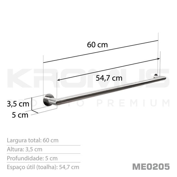 Imagem de Toalheiro 60 Cm Inox - Kromus ME0205