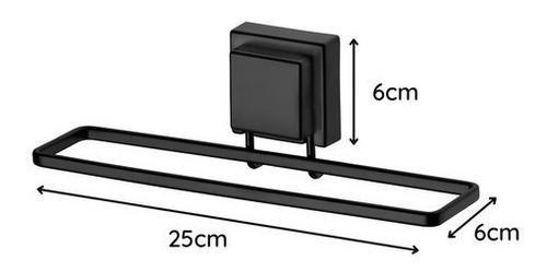 Imagem de Toalheiro De Banheiro Parede Com Ventosa 25cm Preto Fosco