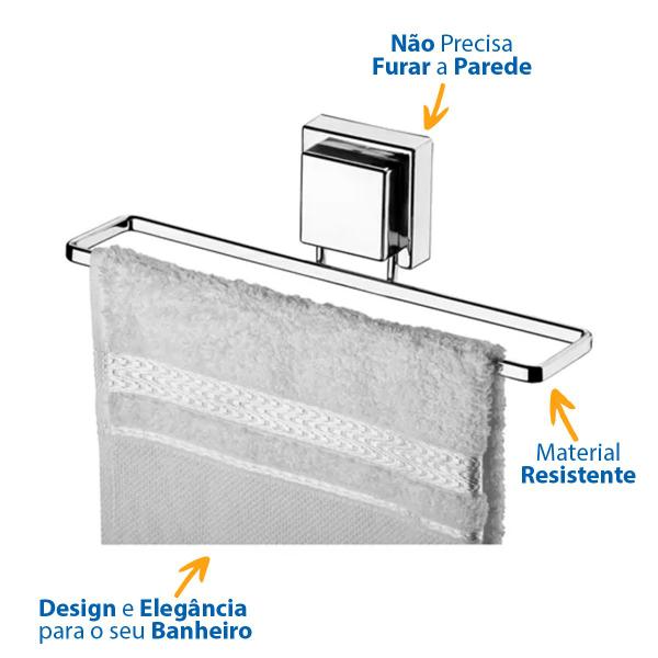 Imagem de Toalheiro de Lavabo Toalha de Mão Banheiro Praticidade 25cm com Ventosa - Cromado