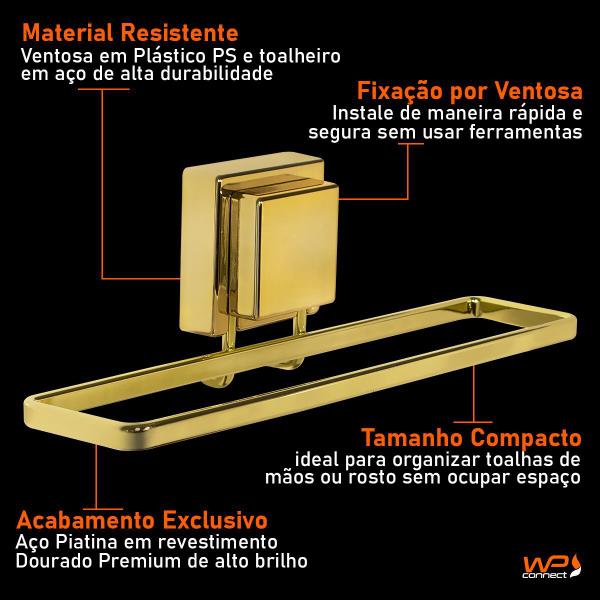 Toalheiro Dourado De Mão e Rosto Fixação Por Ventosa Wp - Wp Connect Imagem de Toalheiro Dourado De Mão e Rosto Fixação Por Ventosa Wp