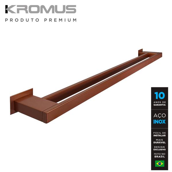 Imagem de Toalheiro Duplo 70 cm Inox Corten - Kromus RT0310C