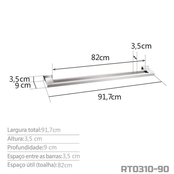 Imagem de Toalheiro Duplo 90 cm Inox Corten - Kromus RT0310-90C